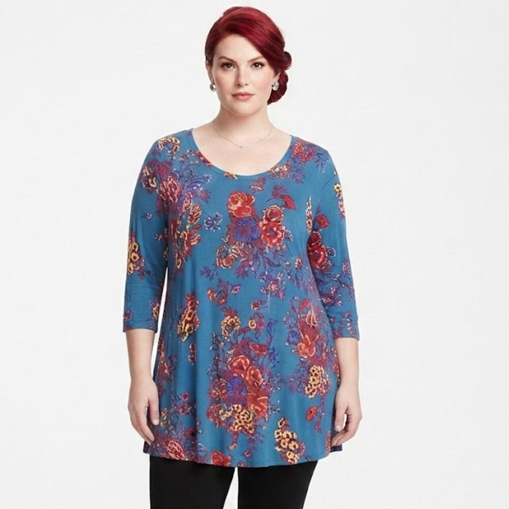 The Pioneer Women Floral Tunic Flowy Colorful Transitional Summer Plus Size 2X